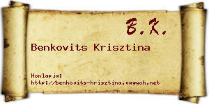 Benkovits Krisztina névjegykártya